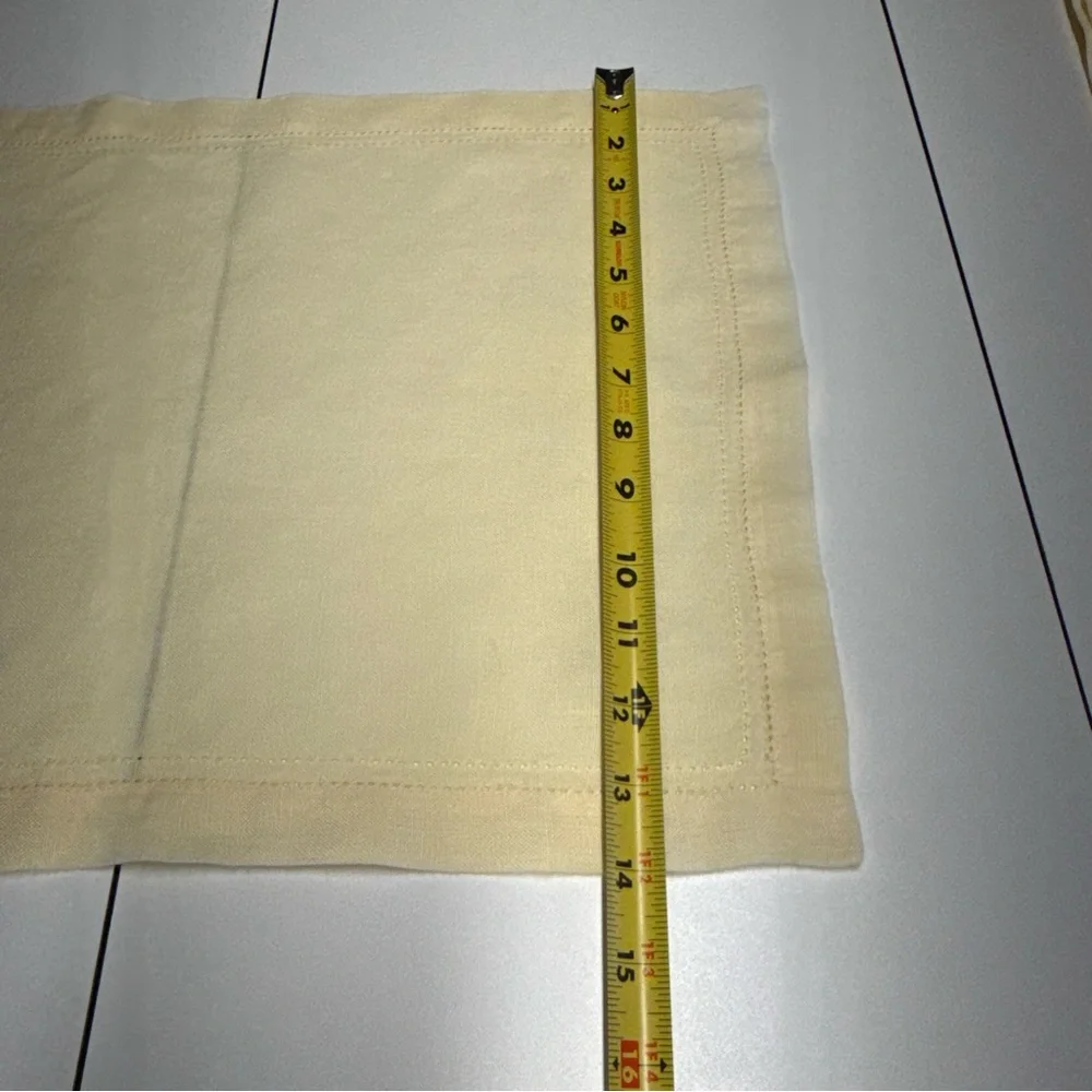 VTG (6) Williams Sonoma Linen Double Hemstitched Placemat/Napkins Yellow Hungary